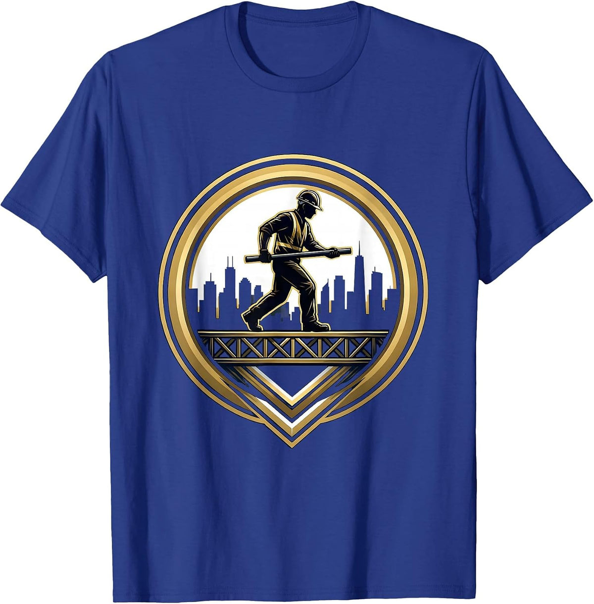 Iron Worker Steel Beam Labor Day Graphic T-Shirt - Royal Blue