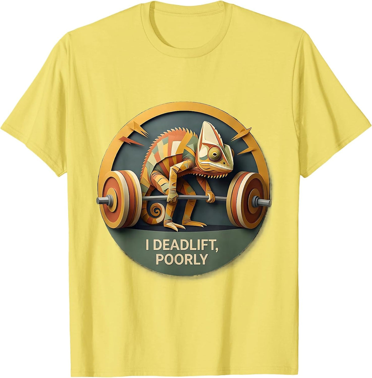 Men's I Deadlift, Poorly Funny Gym Workout Weightlifting Humor T-Shirt - Lemon Yellow