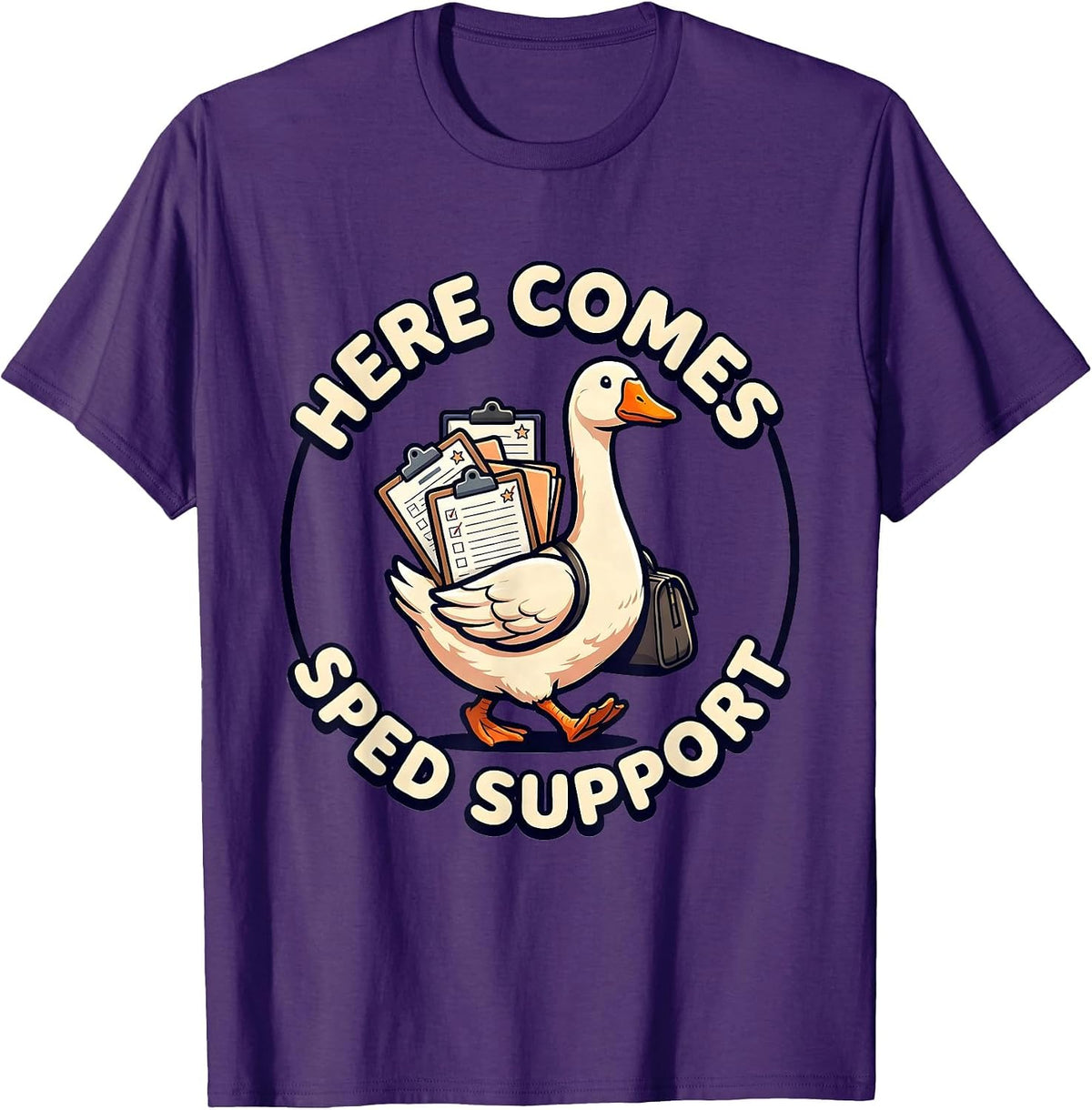 Men's Here Comes SPED Support Cute Kawaii Funny SPED Teacher T-Shirt - Purple