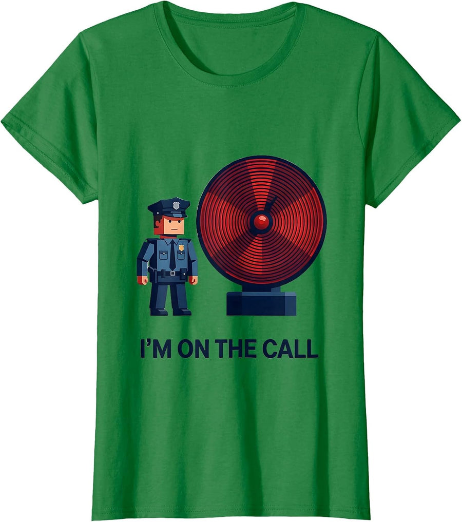 Women's I'm On The Call Future Police Officer Kids Toddler Playful T-Shirt - Kelly Green