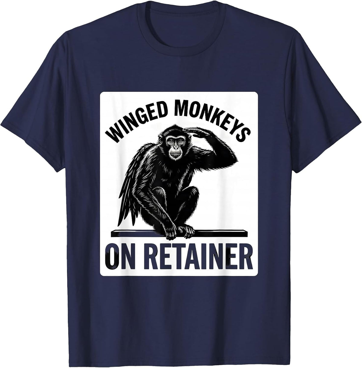Men's Winged Monkeys On Retainer Silhouetted Wizard Of Oz Classic T-Shirt - Navy Blue