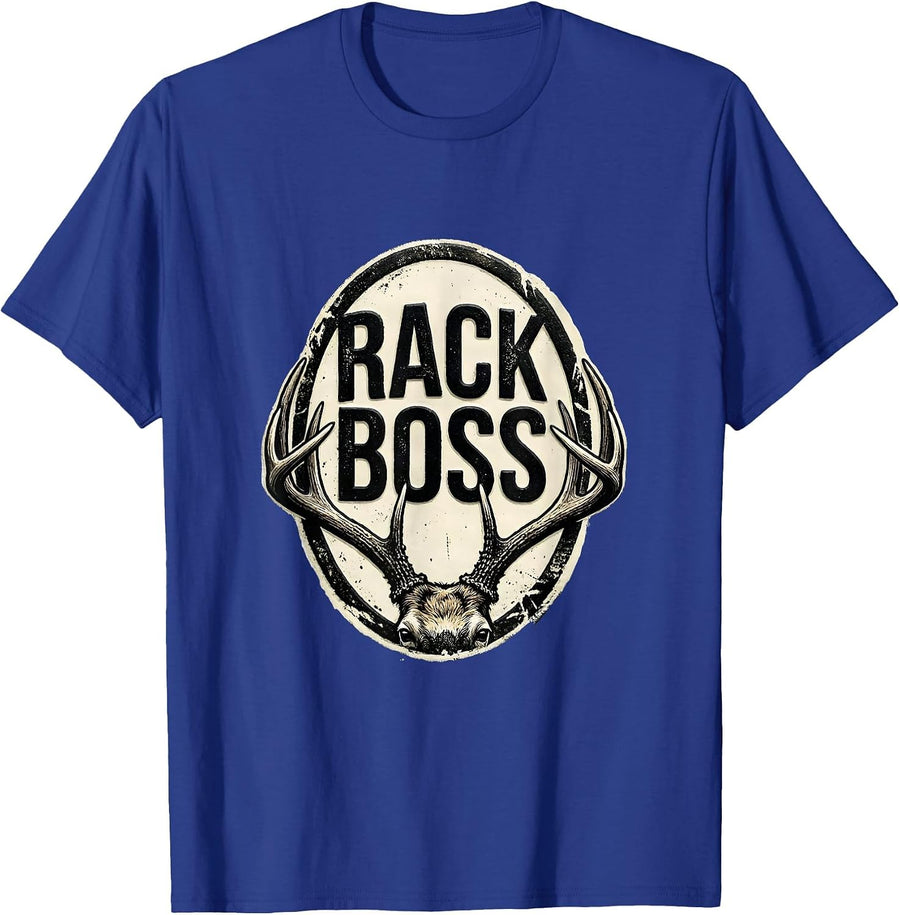 Rack Boss Funny Deer Hunting Hunter Dad Gift T-Shirt - Royal Blue