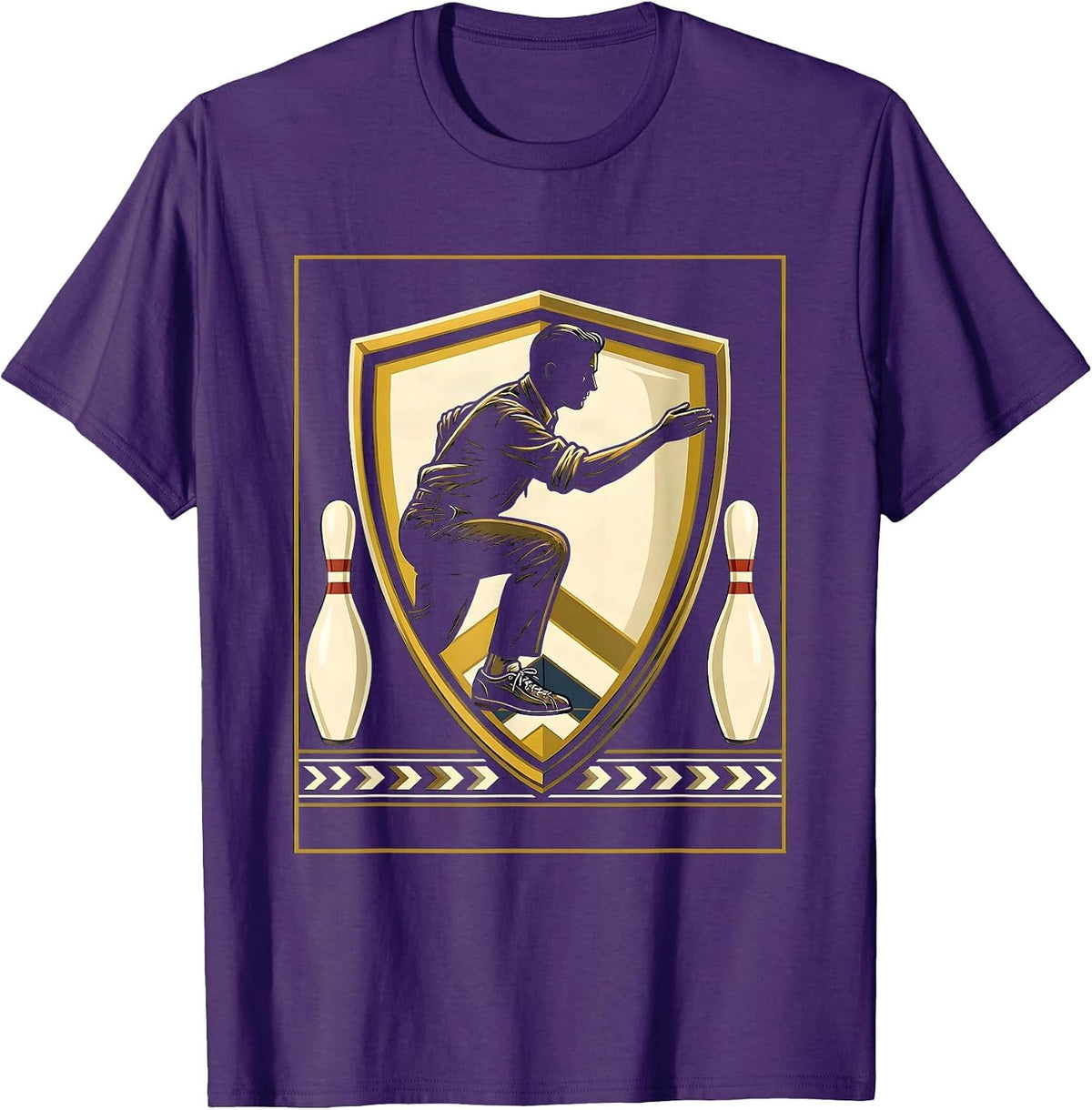 Retro Bowler Mid-Release Classic Bowling Art T-Shirt - Purple