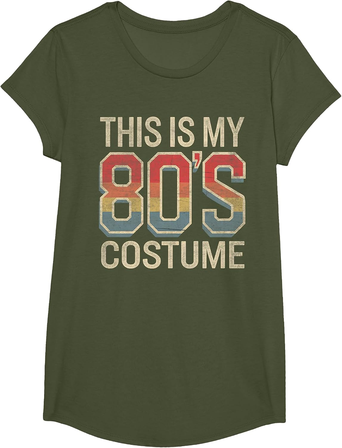 This is My 80s Costume 1980s Fashion Retro Halloween T-Shirt - Girls Olive Green