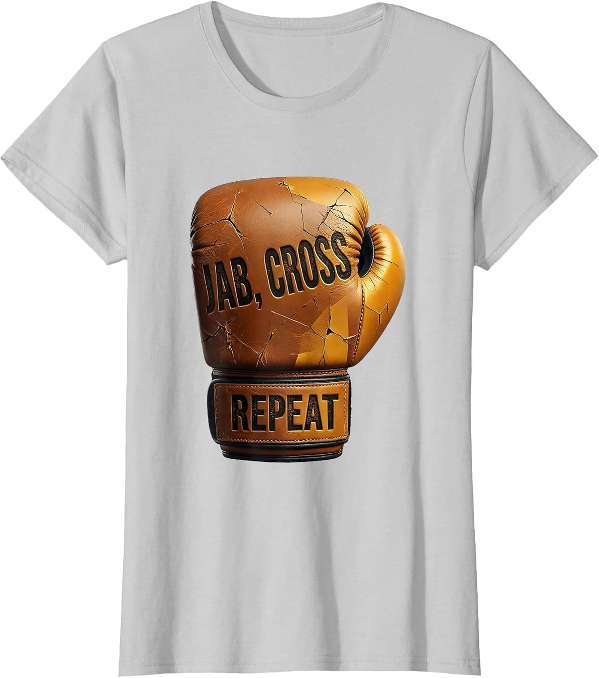 Jab Cross Repeat Boxing Gym Training Design T-Shirt - Silver Grey