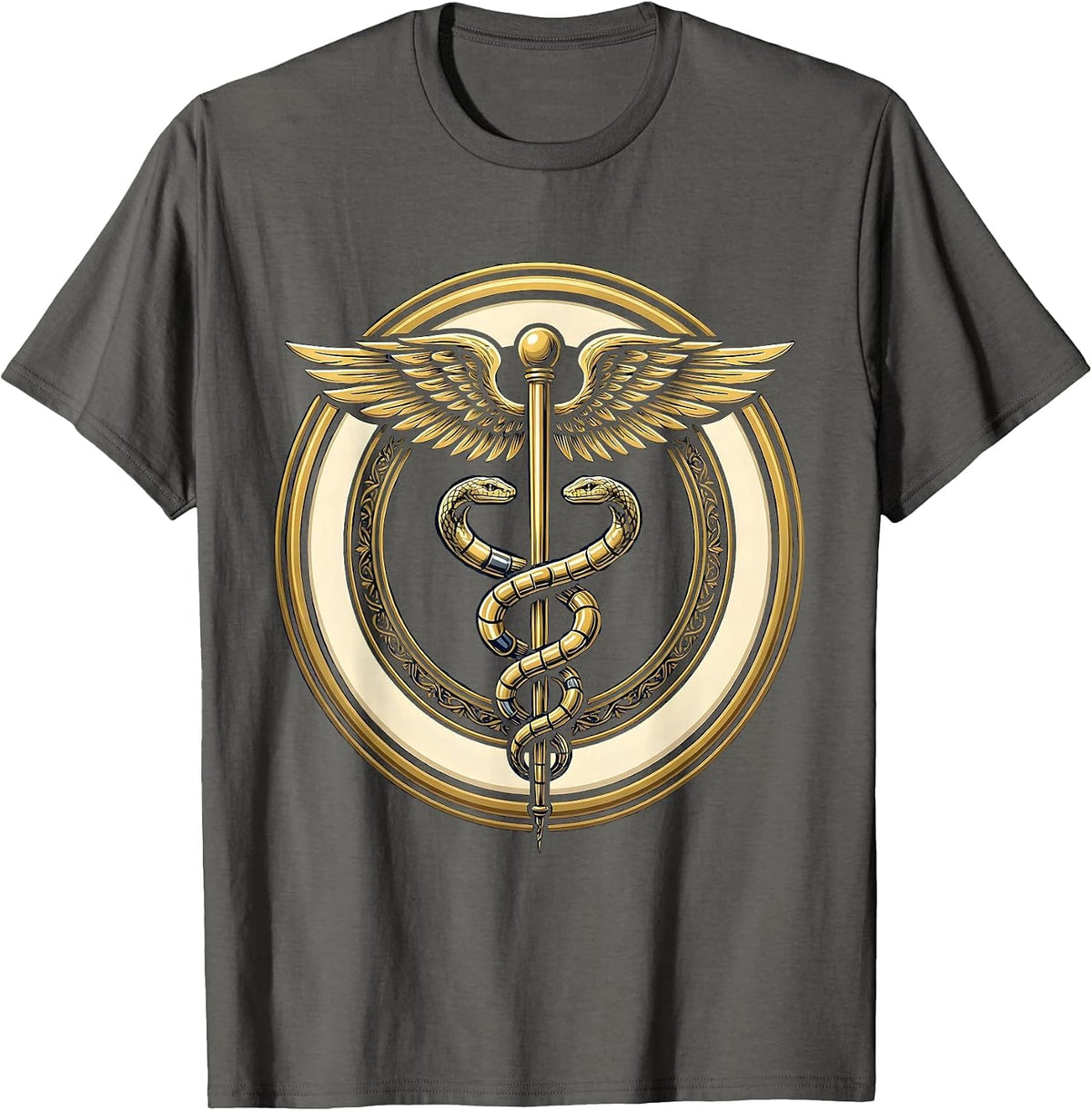 Pharmacy Technician Caduceus Pill Capsule Design T-Shirt - Asphalt Grey