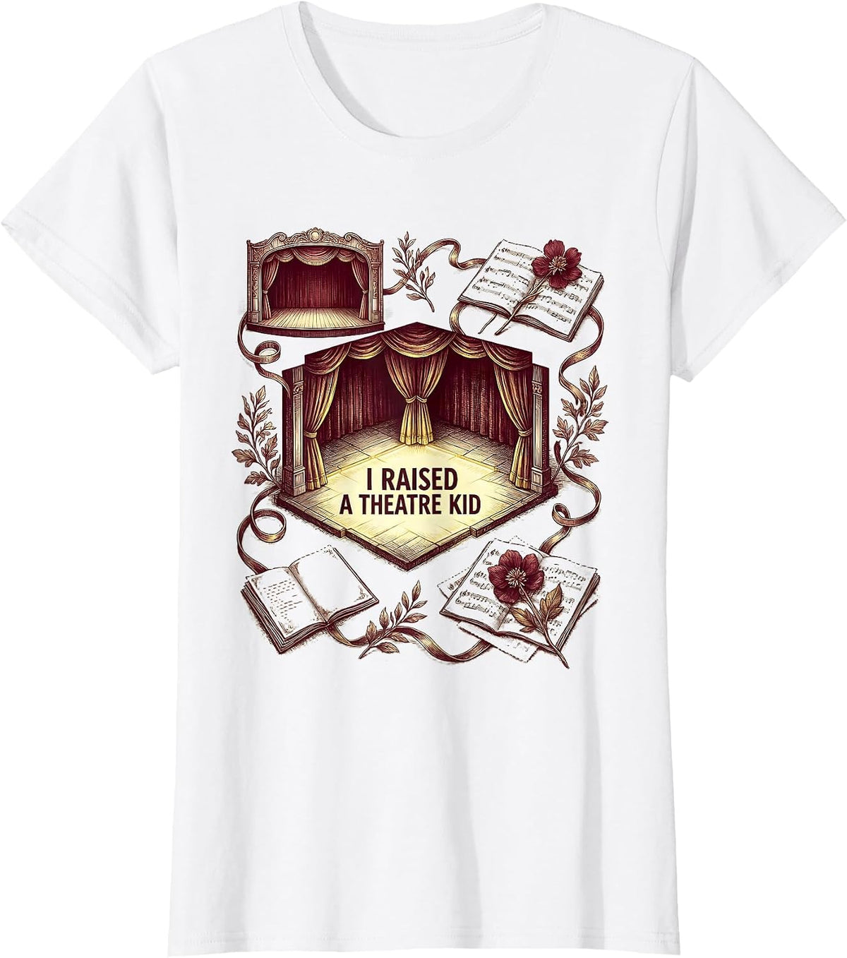 I Raised A Theatre Kid Funny Theatre Student Actor Stage T-Shirt - White