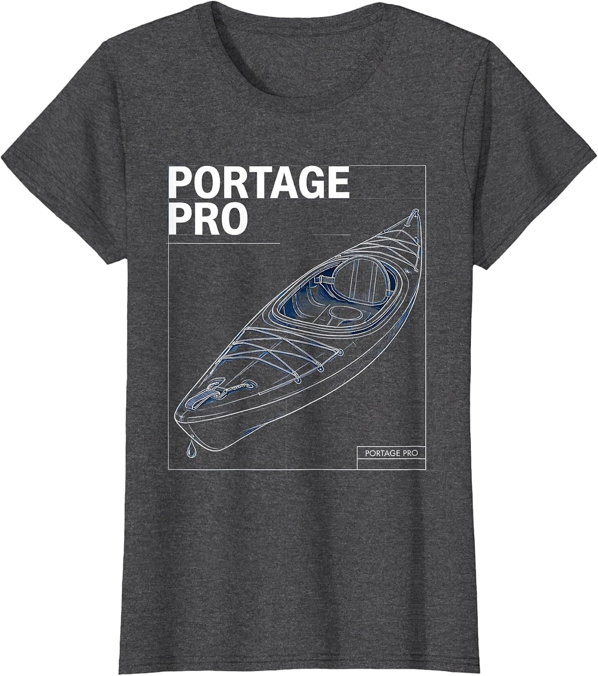Women's Portage Pro Funny Kayak Kayaking Paddling Lover T-Shirt - Dark Heather Grey