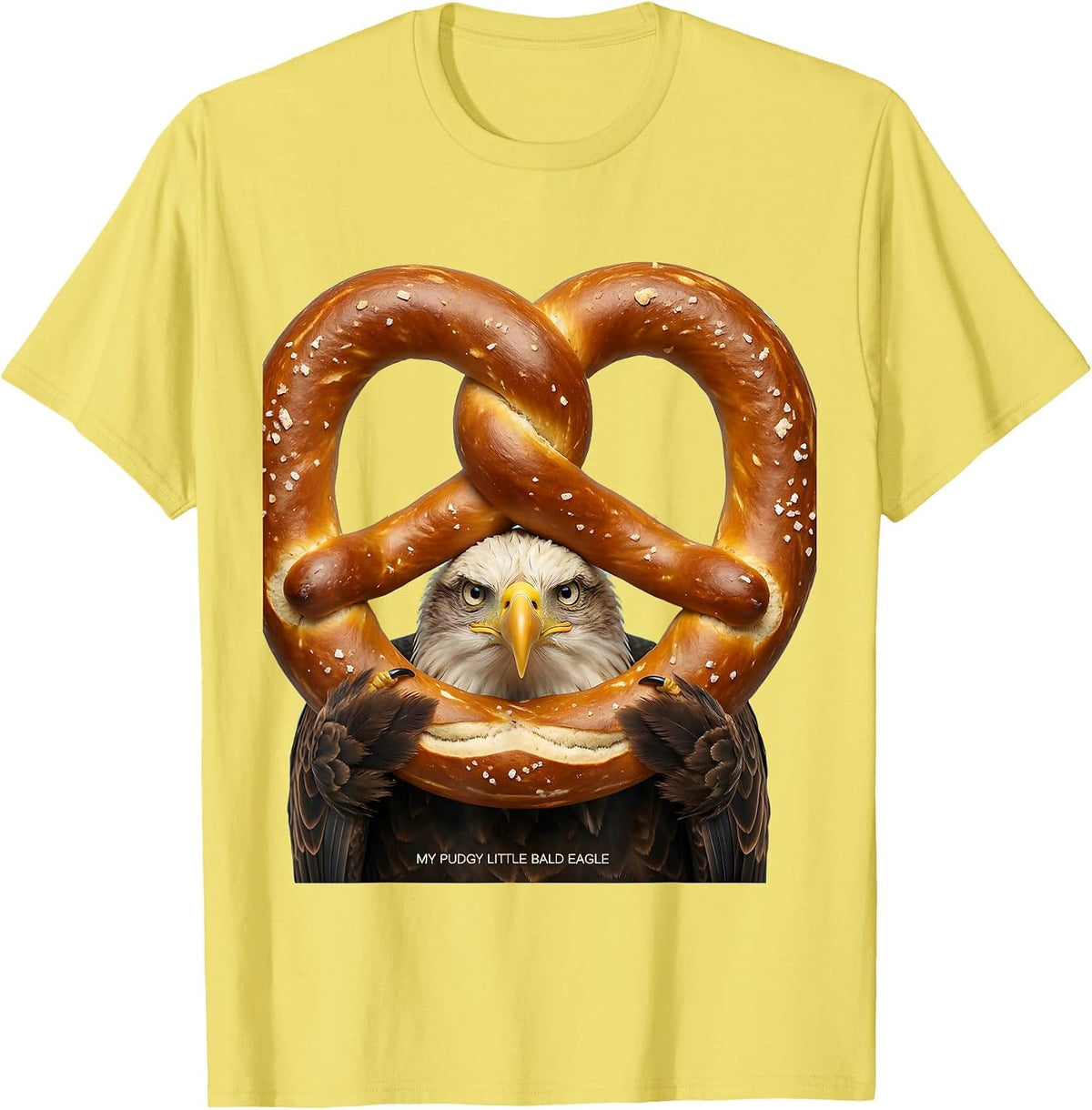 Men's My Pudgy Little Bald Eagle Funny Eagle Lover Novelty T-Shirt - Lemon Yellow