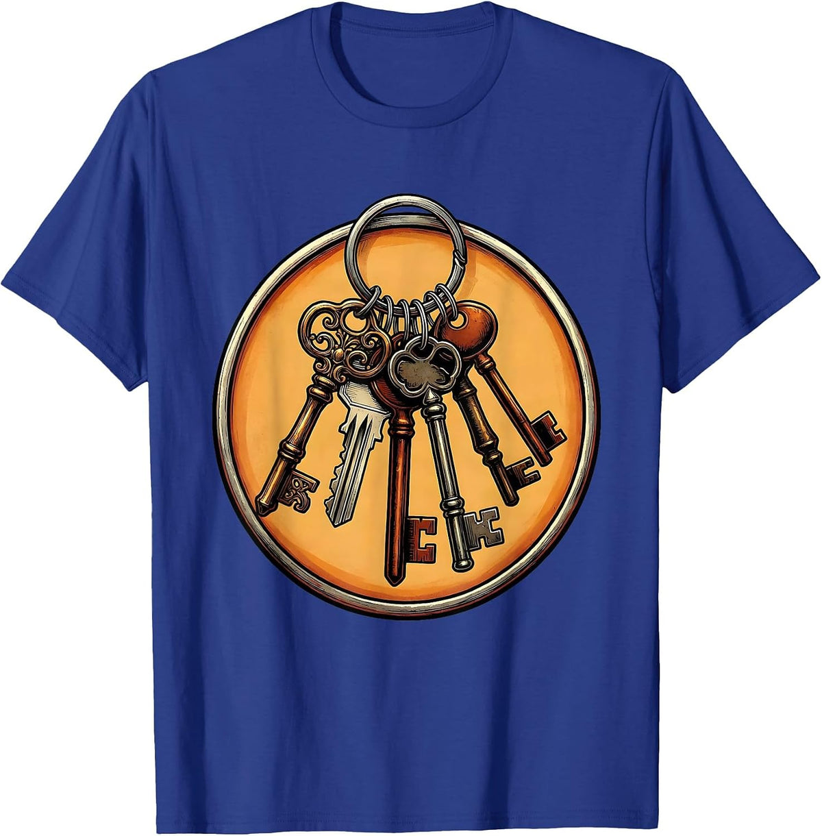 Men's Neurodiversity Unique Keys Cluster Graphic Design T-Shirt - Royal Blue