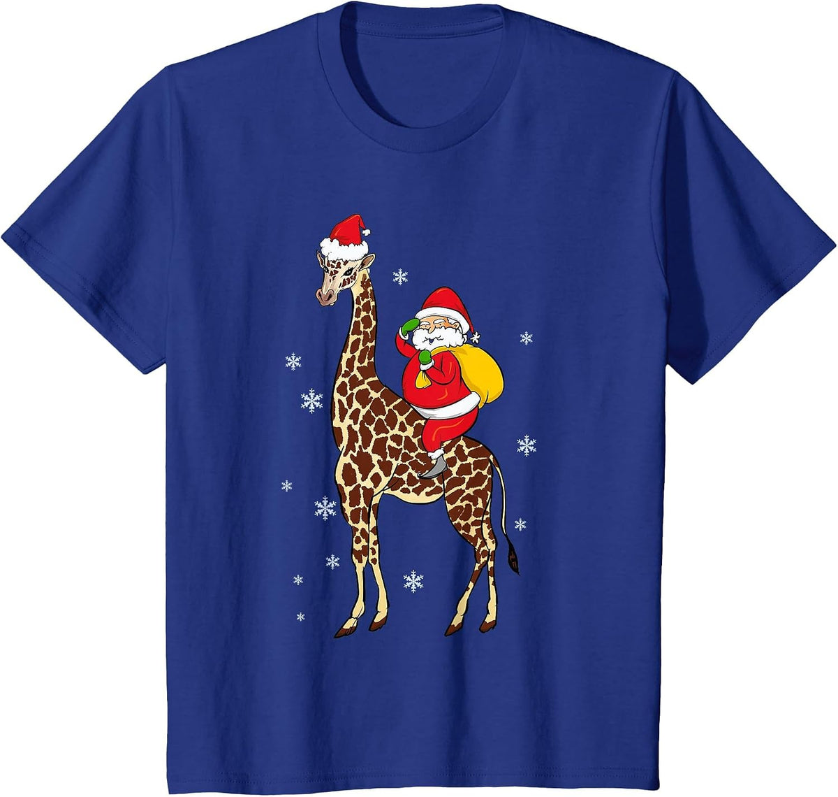 Funny Santa Giraffe Christmas Pajama Gift for Men Women Kids T-Shirt - Royal Blue