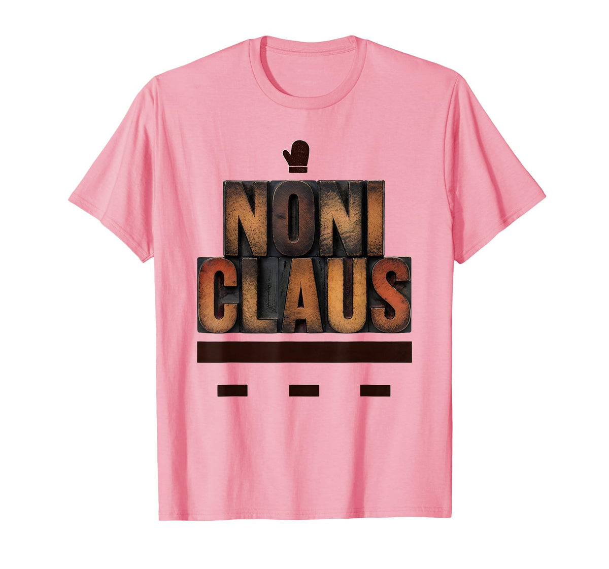 Mademark Men's Noni Claus Wood Type Letterpress Family Matching Christmas T-Shirt - Pink