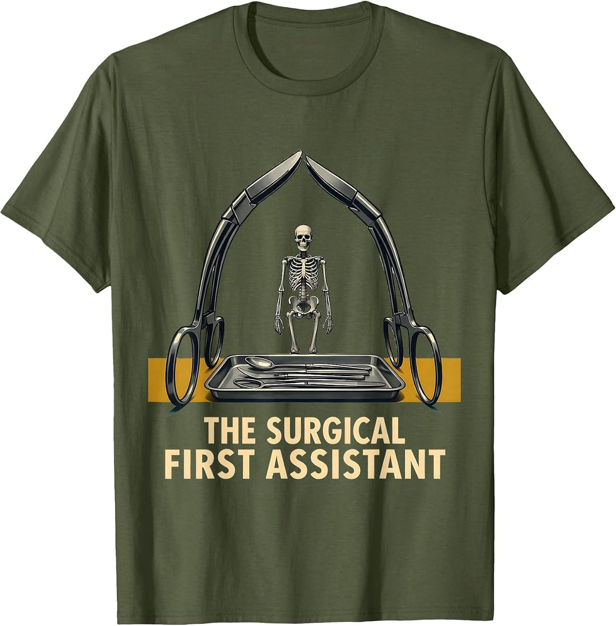 The Surgical First Assistant Midcentury Modern Halloween T-Shirt - Olive Green