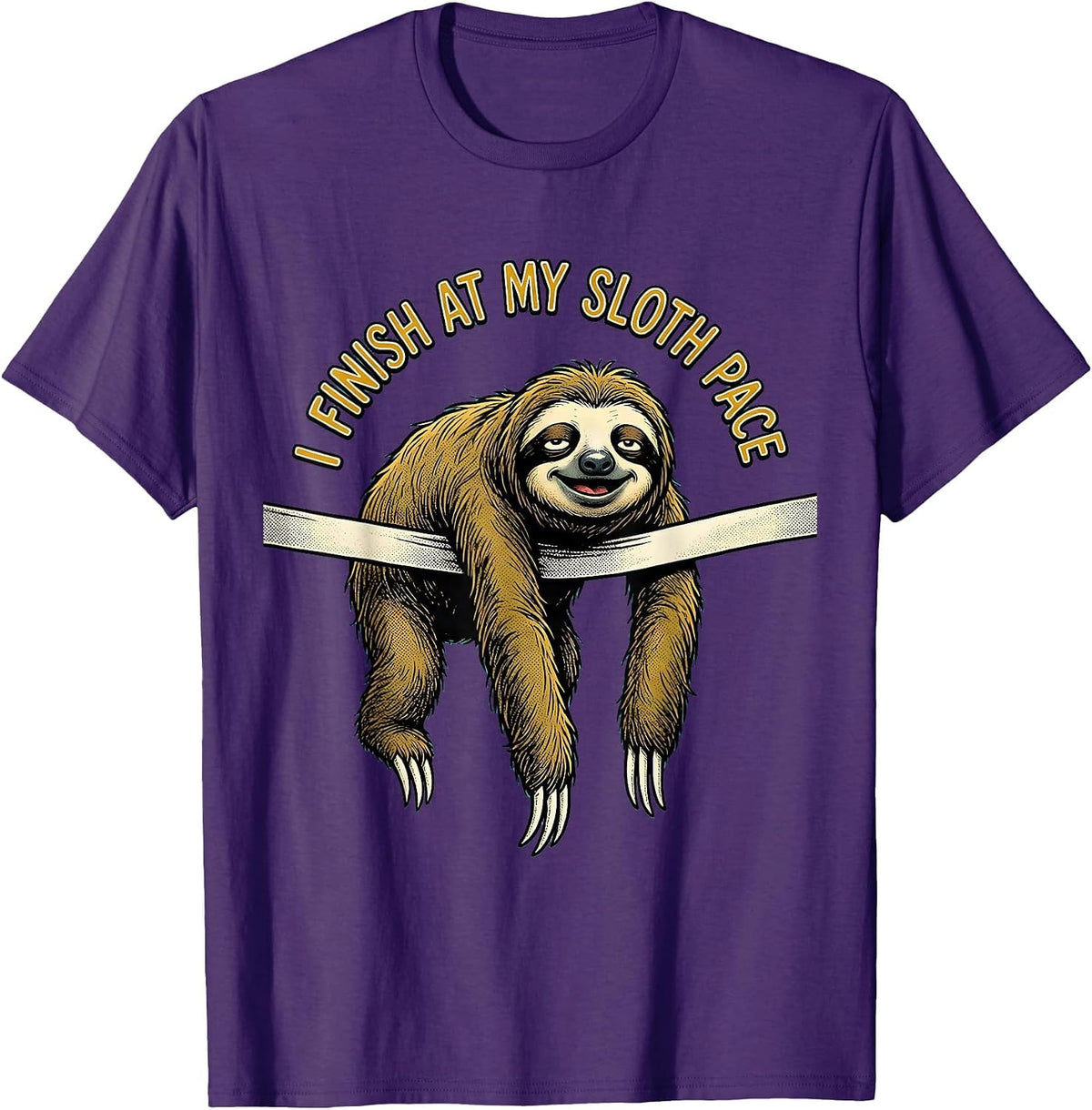 Men's I Finish At My Sloth Pace Funny Sloth Lover Humor T-Shirt - Purple
