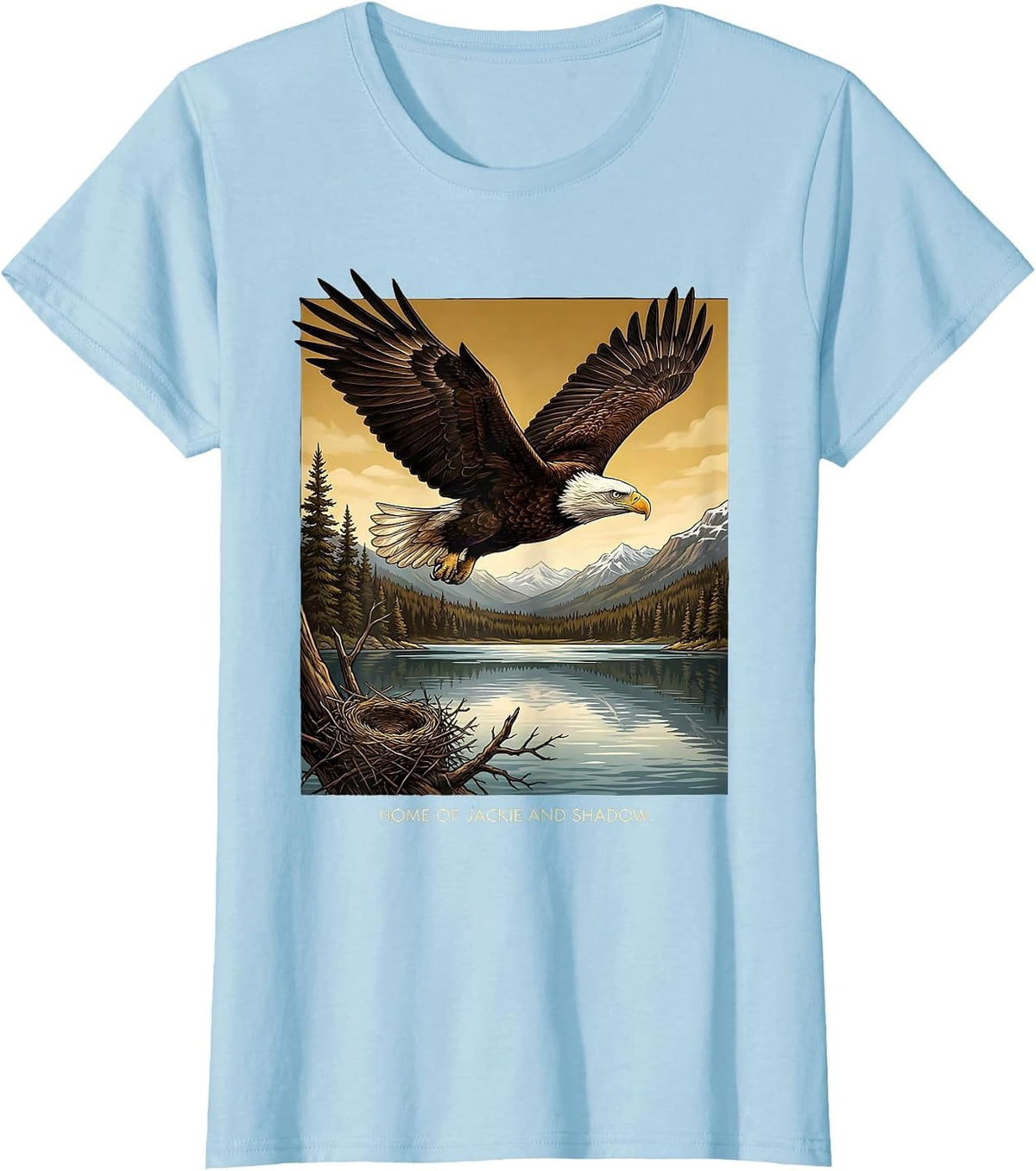 Women's Home Of Jackie And Shadow Vintage Bald Eagle Memorial Big T-Shirt - Baby Blue