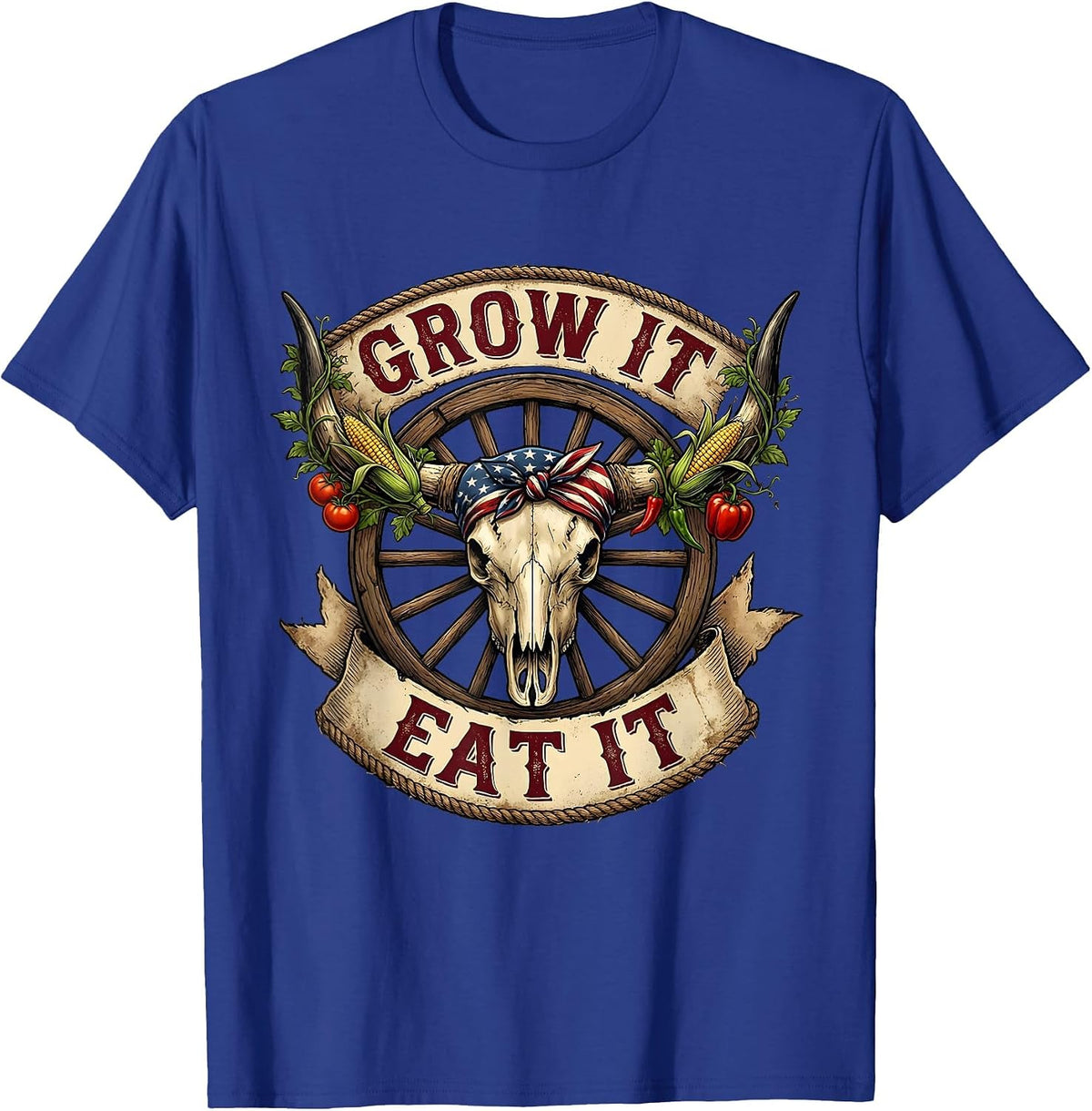 Grow It Eat It Healthy Living Garden Design T-Shirt - Royal Blue