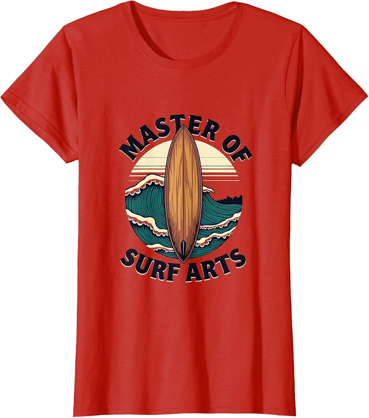 Master of Surf Arts Wave Rider Design T-Shirt - Red