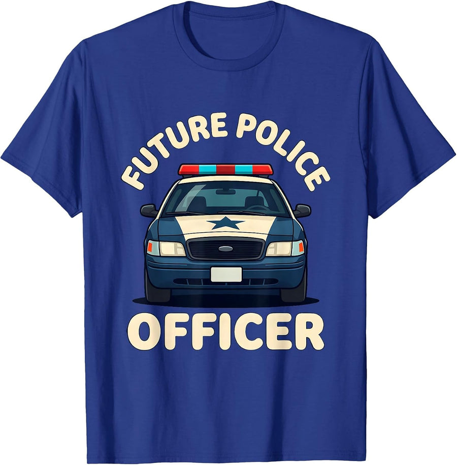 Future Police Officer Kids Police Car Toddler Birthday Gift T-Shirt - Royal Blue