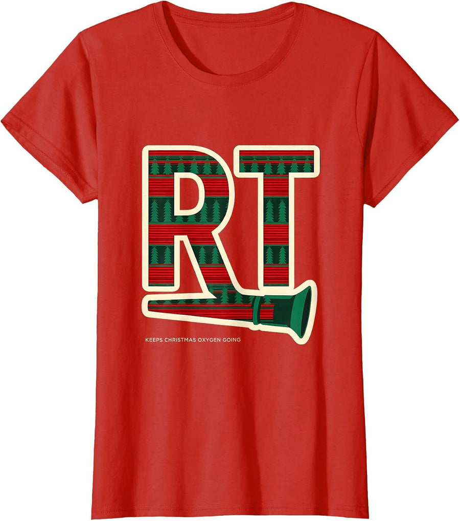 Women's RT Keeps Christmas Oxygen Going Funny Respiratory Therapist T-Shirt - Red