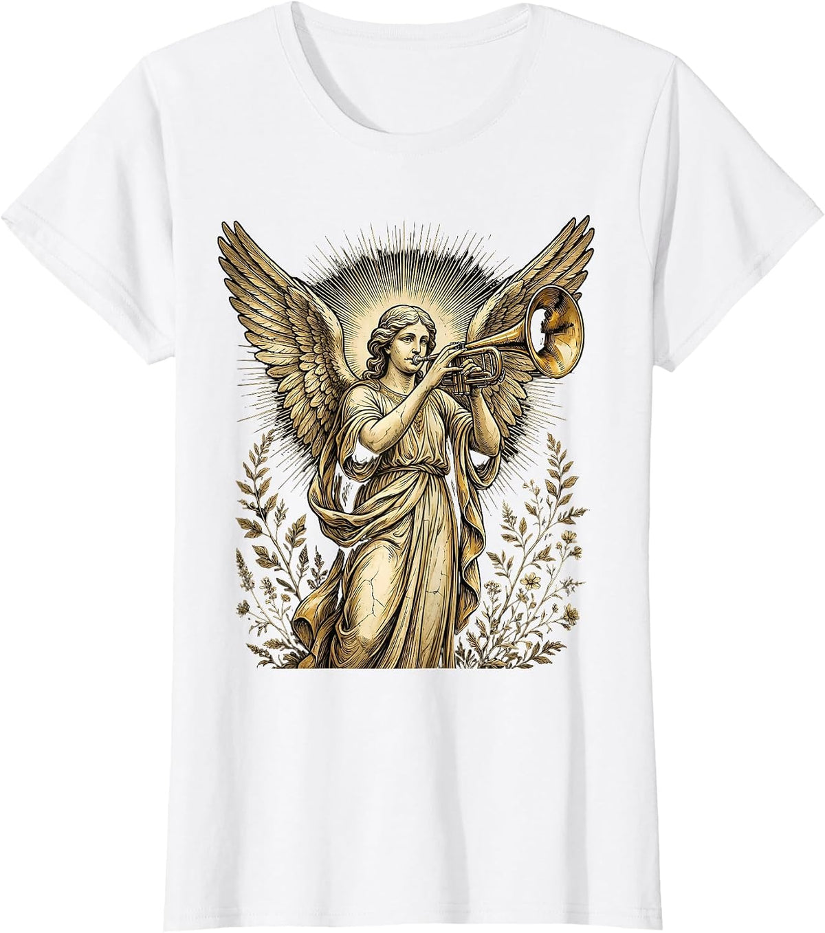Make Heaven Crowded Angel Trumpet Graphic T-Shirt - White