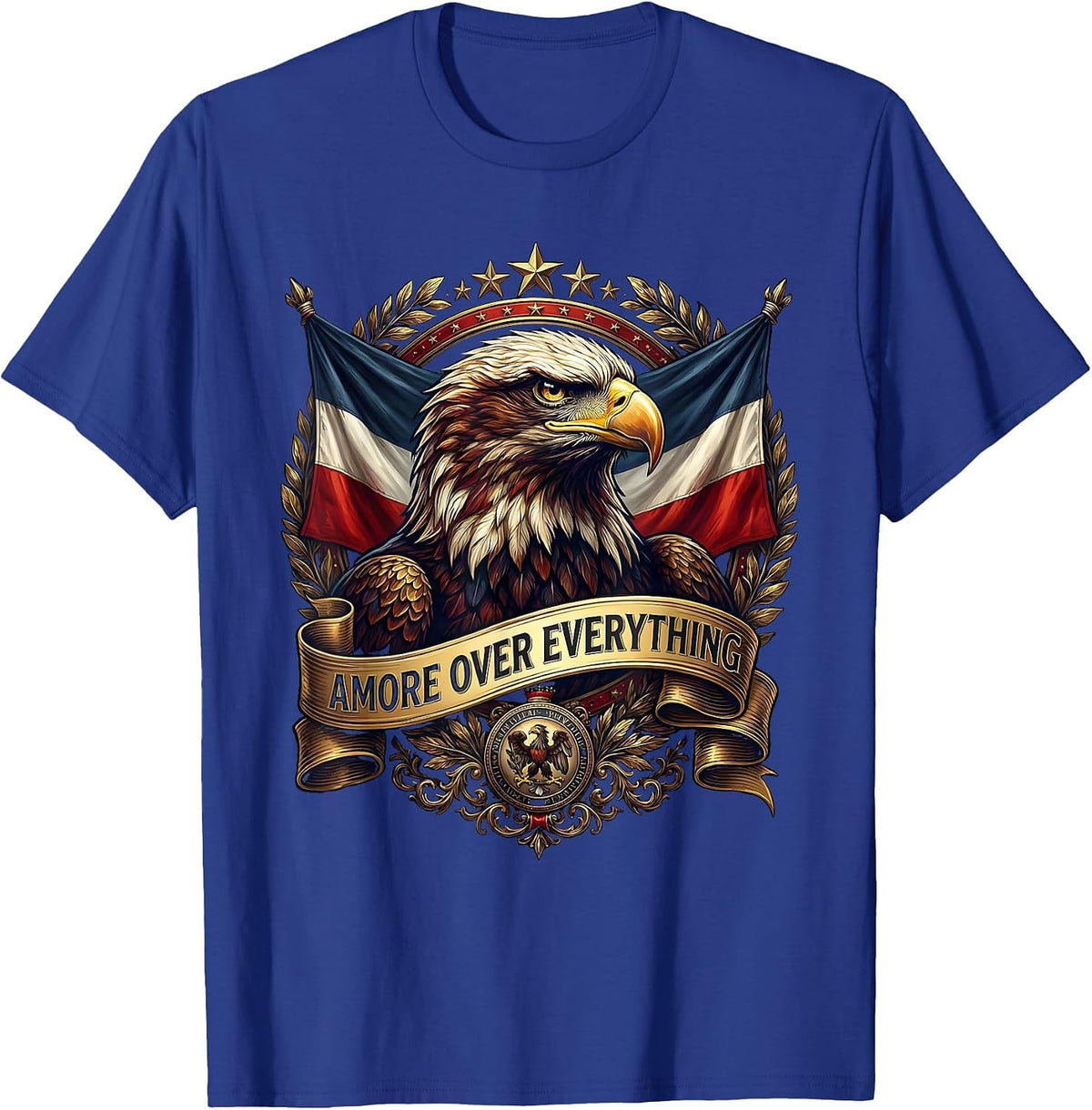 Amore Over Everything Italian Love Graphic Design T-Shirt - Royal Blue