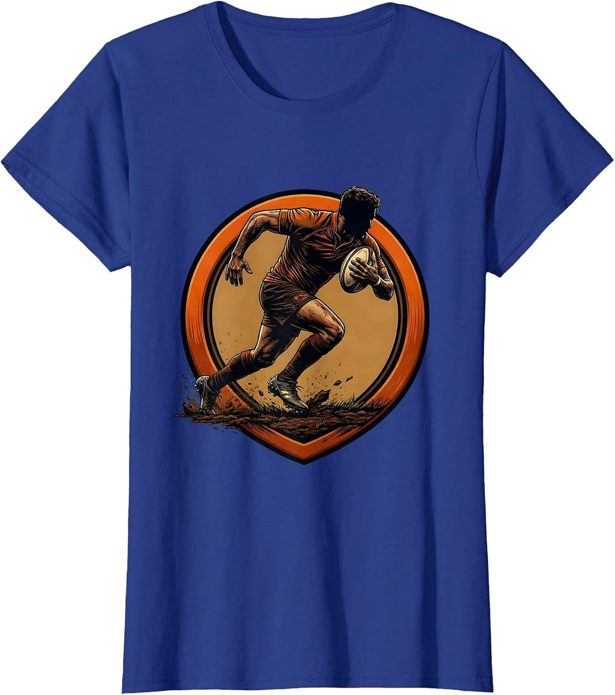 Women's Rugby Sprint Graphic - Ball Carrier in Full Stride T-Shirt - Royal Blue