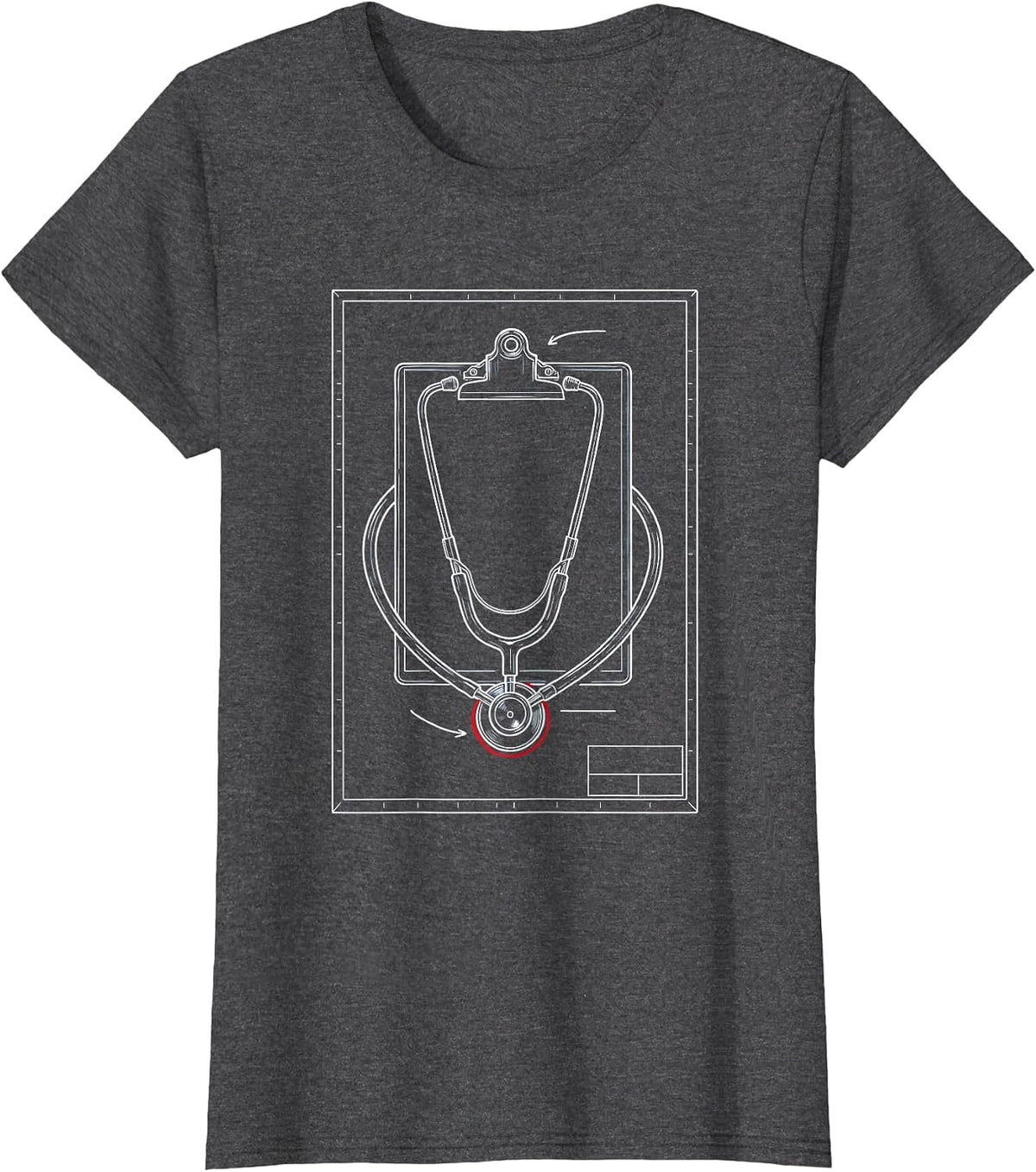 Women's Medical Assistant Stethoscope Clipboard Graphic T-Shirt - Dark Heather Grey