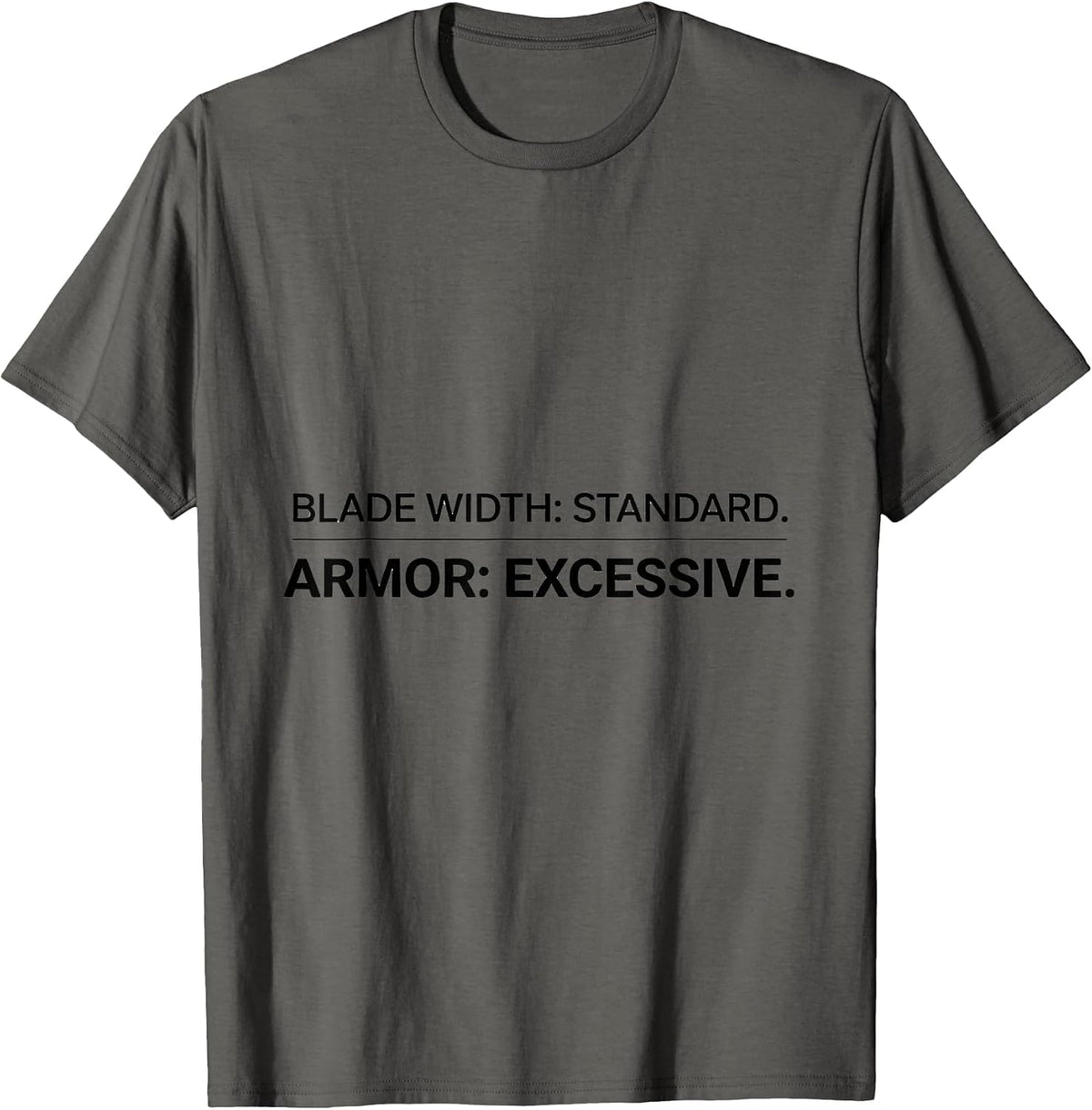 Men's Blade Width: Standard. Armor: Excessive. Heavy Equipment T-Shirt - Asphalt Grey