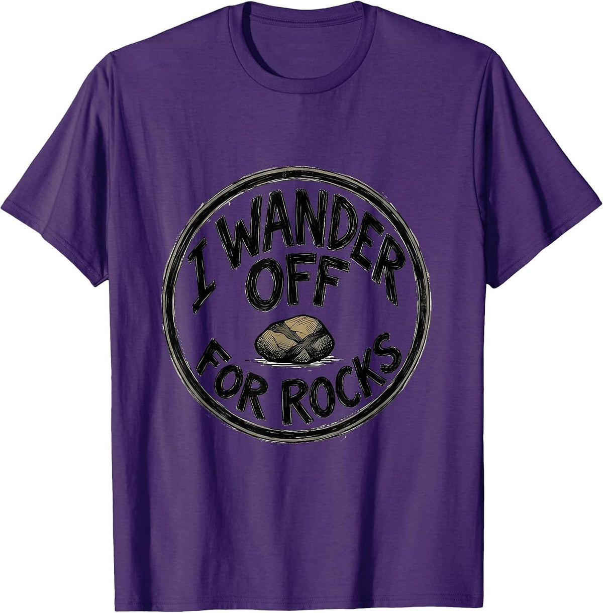 Men's I Wander Off For Rocks Hand-Sketched Rock Collector Geology T-Shirt - Purple