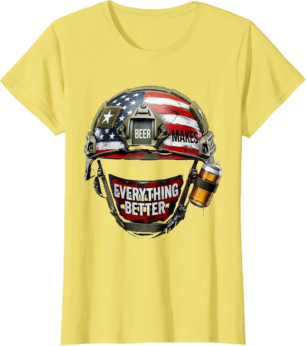 Beer Makes Everything Better Funny Drinking Design T-Shirt - Lemon Yellow