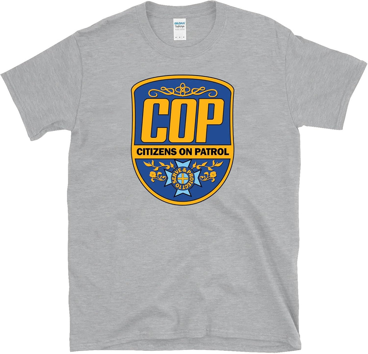 COP - Citizens On Patrol - Classic Logo Police Parody Cosplay T-Shirt - Sport Grey