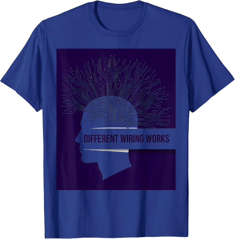 Different Wiring Works Neurodiversity Design T-Shirt - Royal Blue
