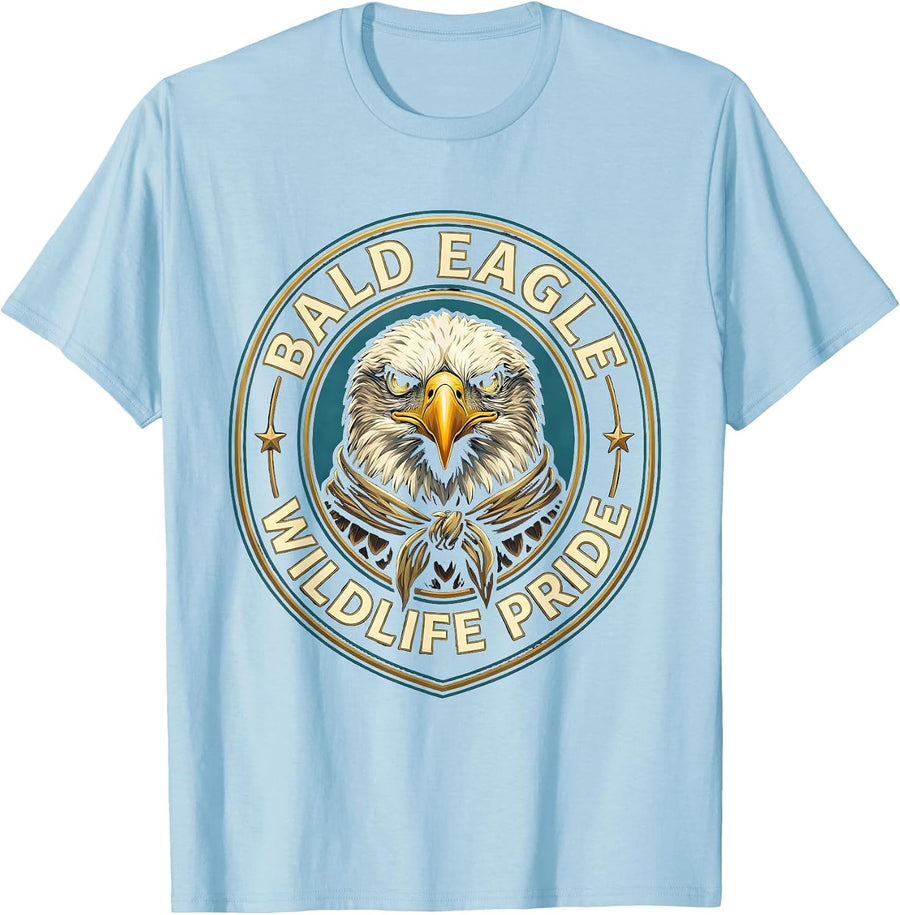 Men's Bald Eagle Head Scarf Emblem Kids Eagle Pride T-Shirt - Baby Blue