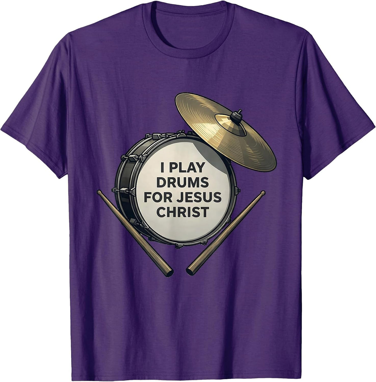 I Play Drums For Jesus Christ Christian Musician Worship T-Shirt - Purple