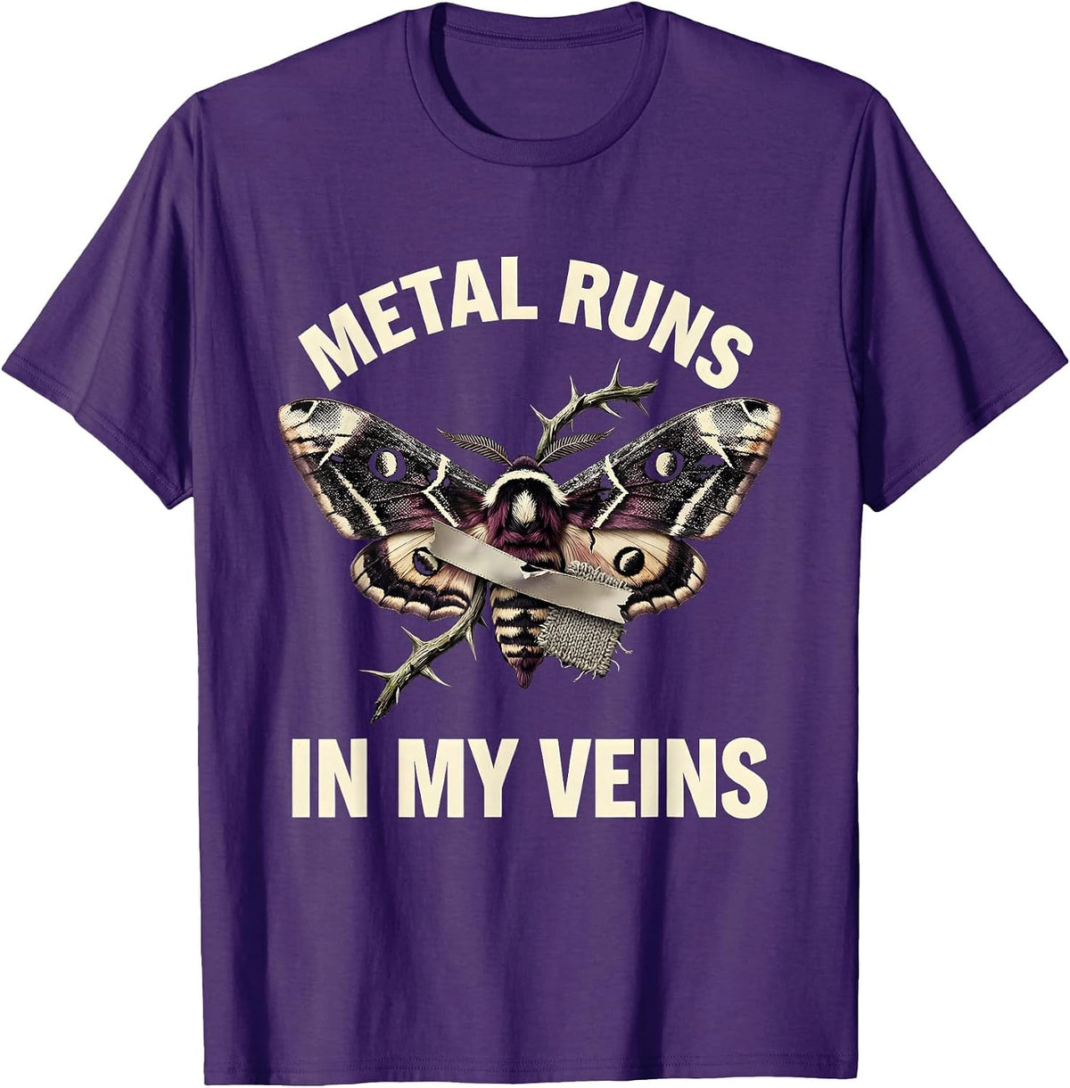 Metal Runs In My Veins Heavy Metal Band Design T-Shirt - Purple