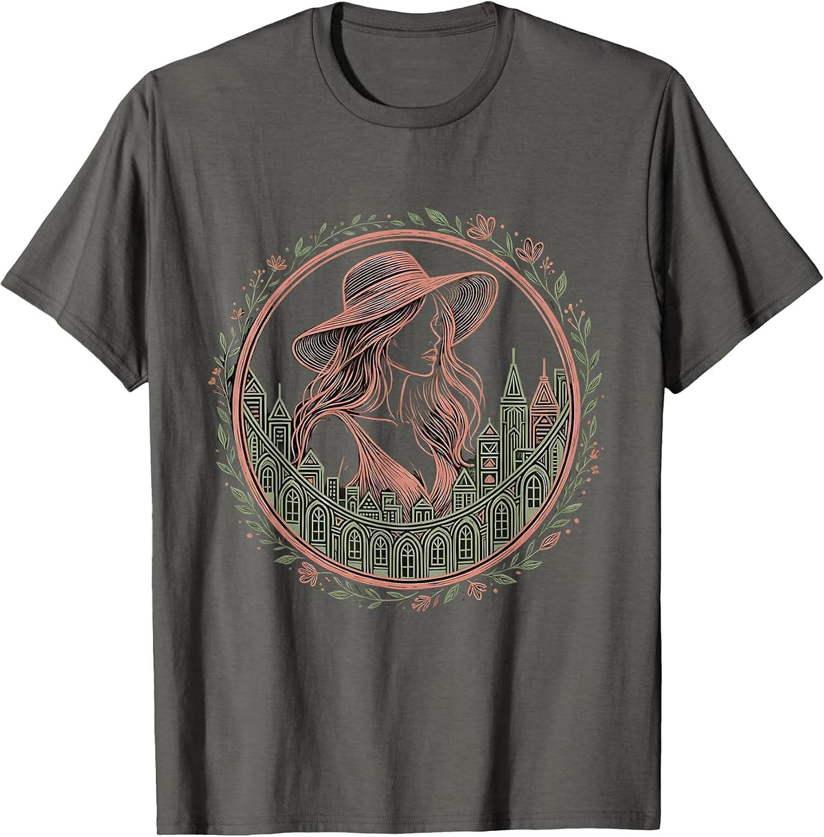 Gigi City Skyline Dusk Silhouette Design T-Shirt - Asphalt Grey