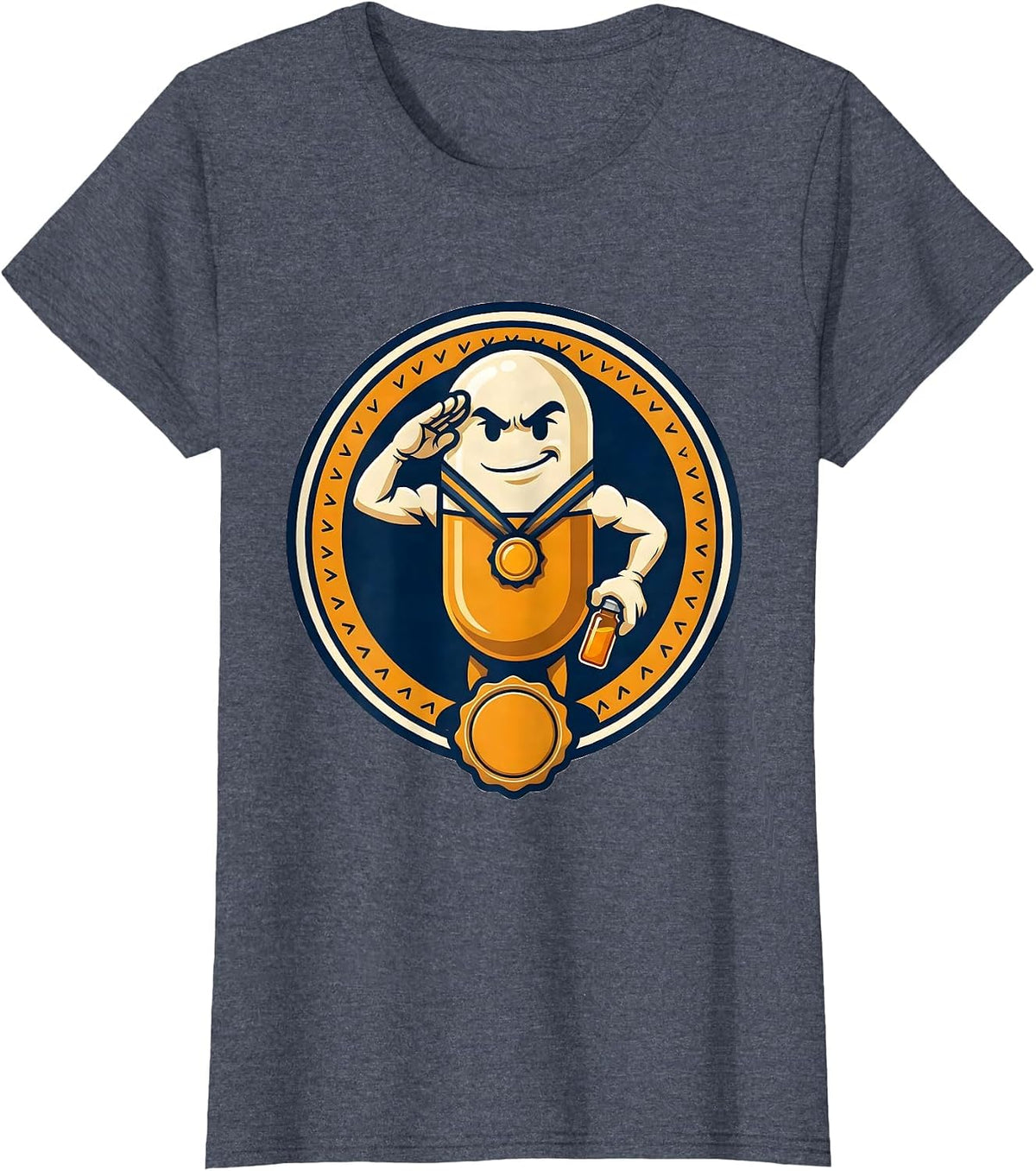 Capsule Mascot Pharmacy Tech Humor Pharmacist Gift T-Shirt, Women, Heather Blue, Medium - As Pictured