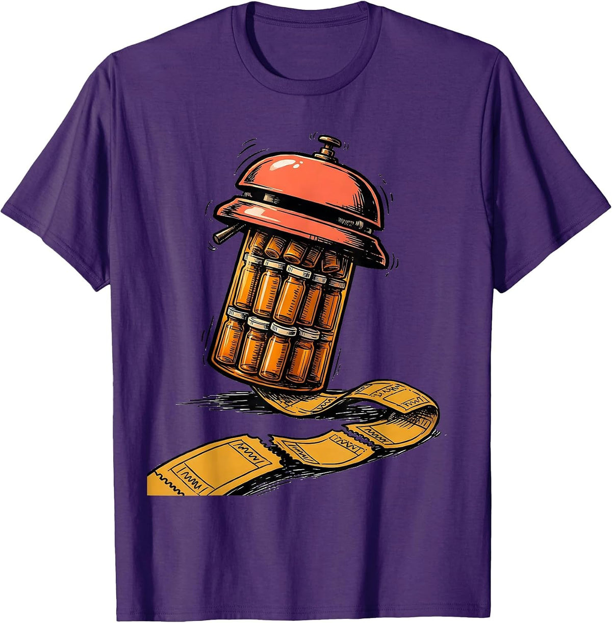 Men's Counter Bell Pharmacy Tech Occupational Humor T-Shirt - Purple
