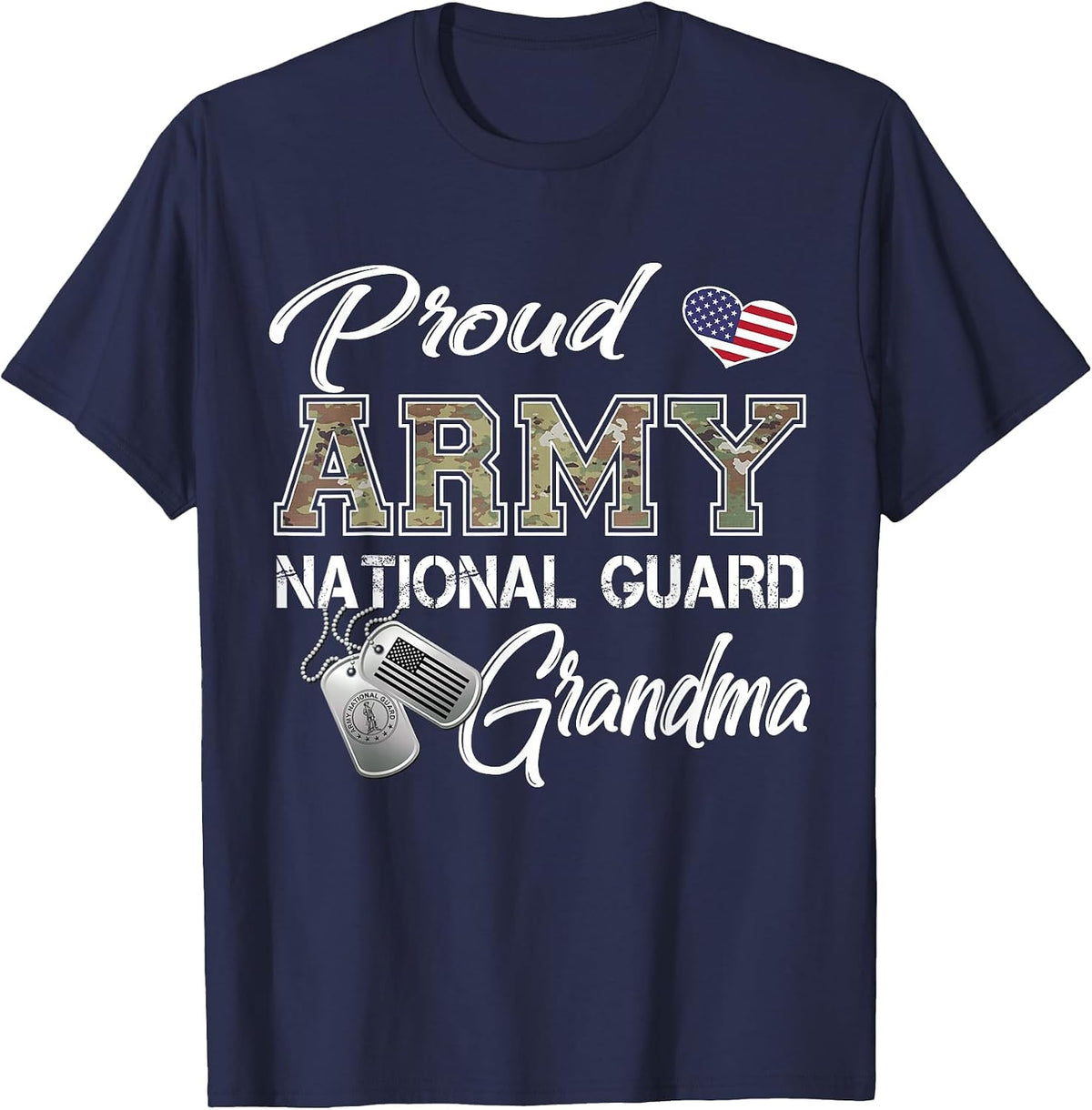 Proud Army National Guard Grandma Military Pride T-Shirt - Navy Blue