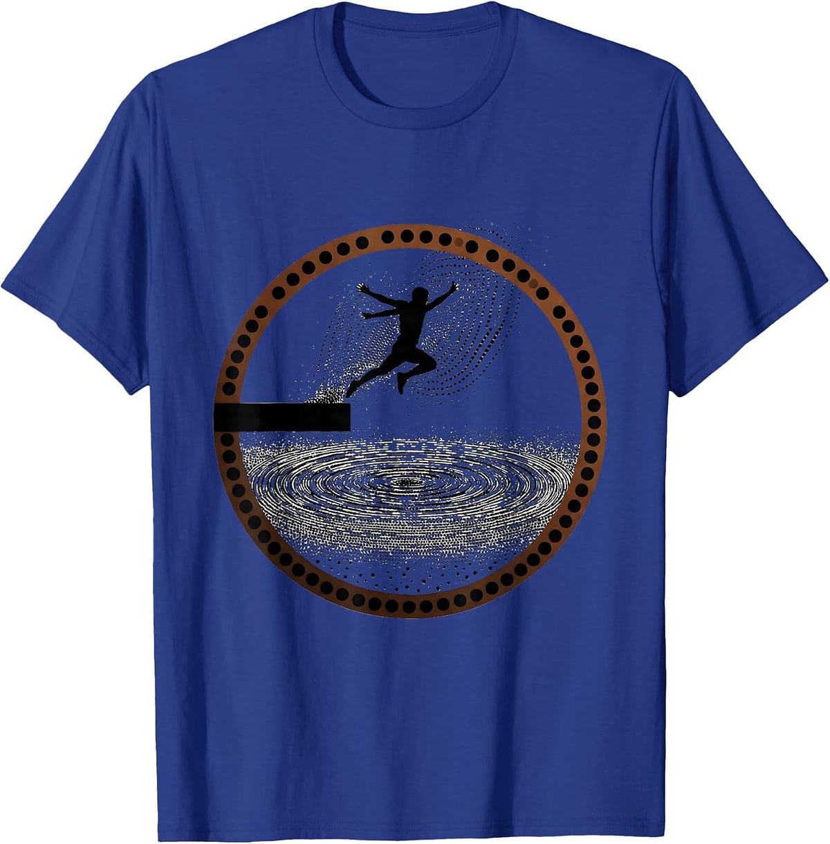 Pointillist Kid Diving Board Jump Art T-Shirt - Royal Blue