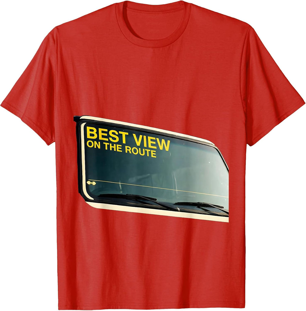 Men's Best View On The Route Funny School Bus Driver Workplace T-Shirt - Red