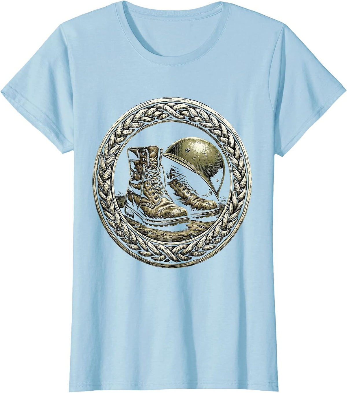Boots on the Ground Soldier Memorial Graphic T-Shirt - Baby Blue