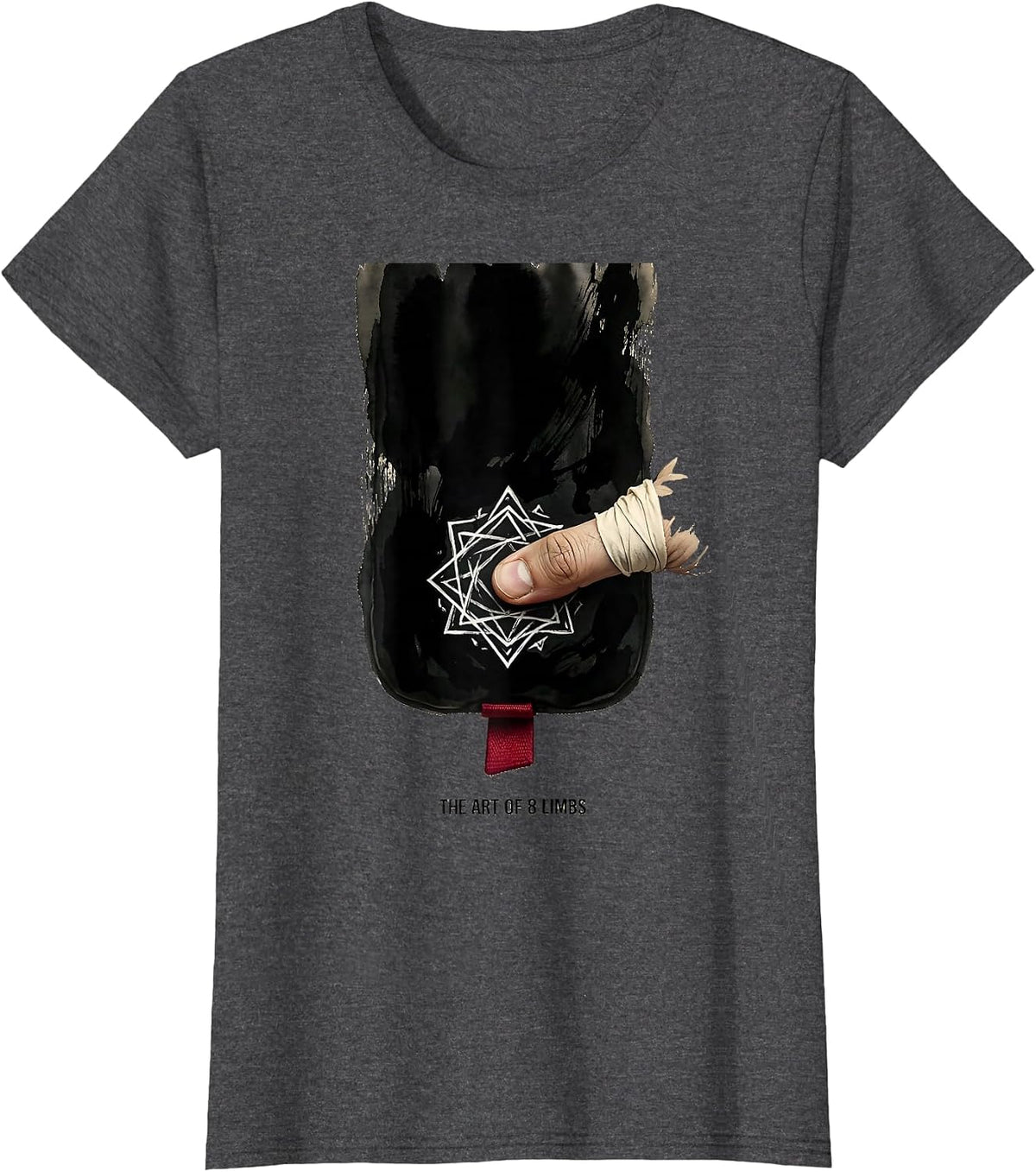 Women's The Art Of 8 Limbs Ink Brush Muay Thai Kickboxing Gym T-Shirt - Dark Heather Grey
