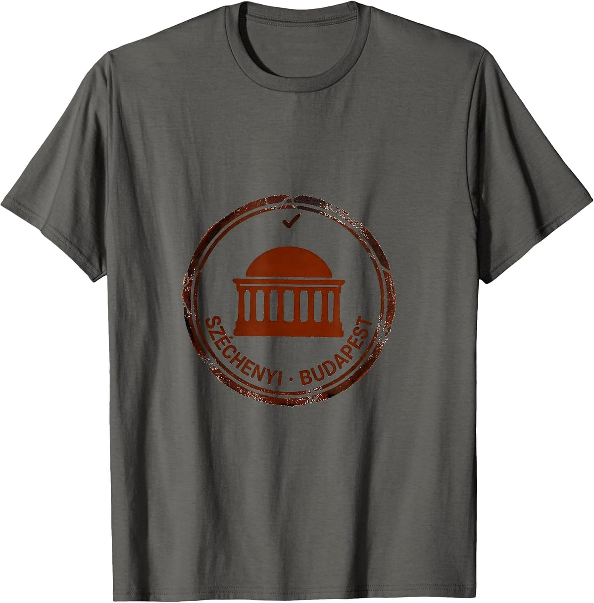 Men's SZÉCHENYI · BUDAPEST Rubber Stamp Souvenir Heritage Gift T-Shirt - Asphalt Grey