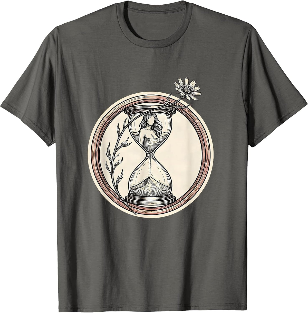 Gigi Hourglass Silhouette Art Design T-Shirt - Asphalt Grey