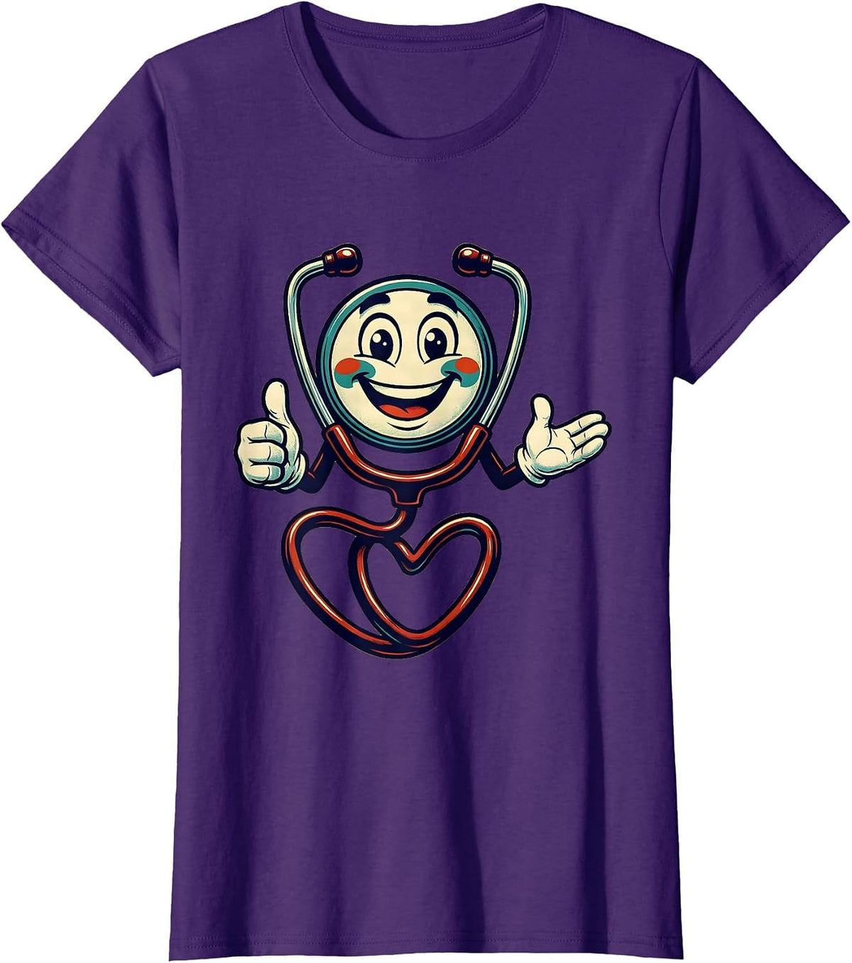 Women's Stethoscope Heart Medical Assistant Gift T-Shirt - Purple
