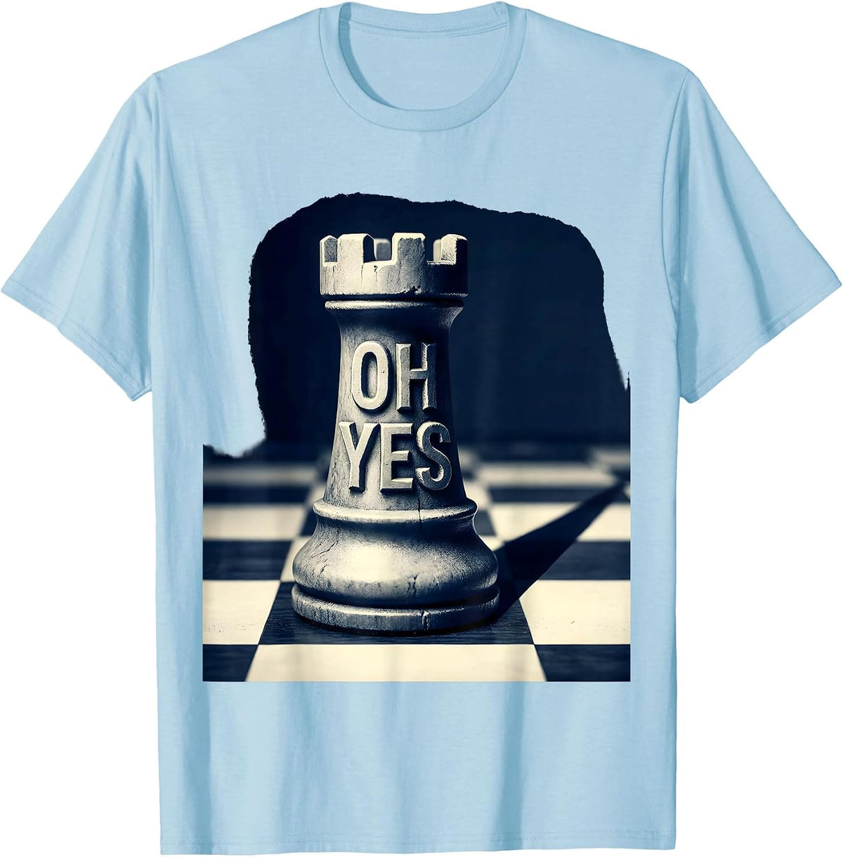 Men's Oh Yes Funny Chess Player Lover Gift Chess Humor T-Shirt - Baby Blue