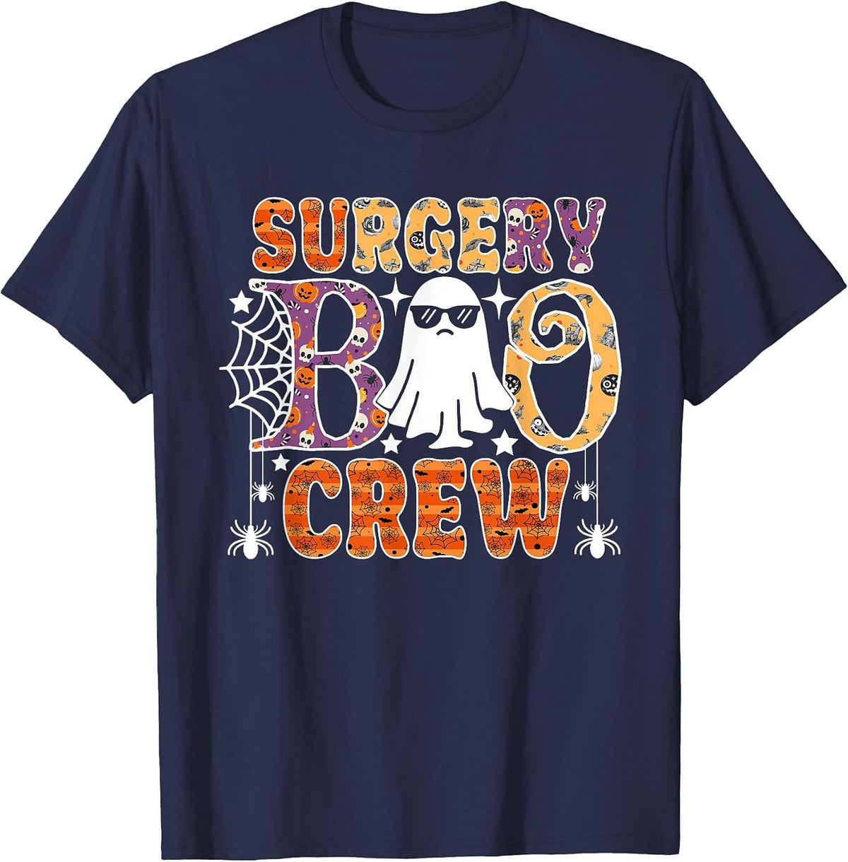 Surgery Boo Crew Surgical Tech Nurse Halloween Costume T-Shirt - Navy Blue