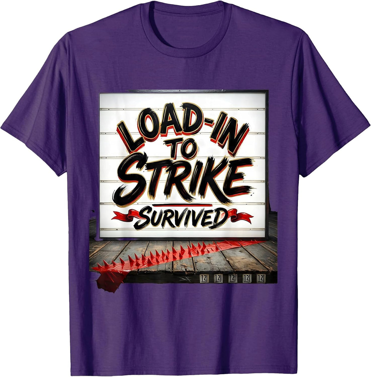 Men's Load-In To Strike Survived Funny Theatre Kid Musical Humor T-Shirt - Purple