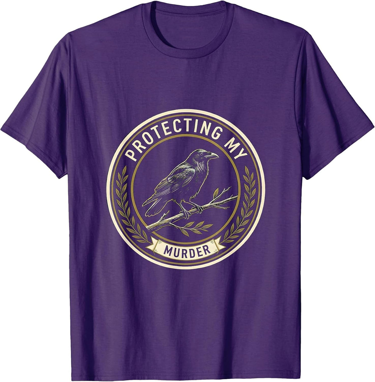 Protecting My Murder Crow Lover Design T-Shirt - Purple